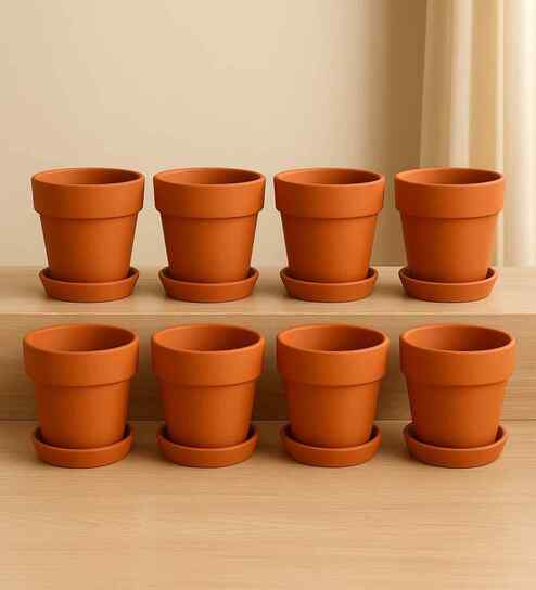 8 Pcs Red Terracotta 6 Inchs Planters