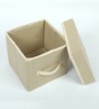 Beige Linen & Mdf Wardrobe Box (L: 8, W: 8, H: 8 Inches)