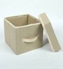 Beige Linen & Mdf Wardrobe Box (L: 8, W: 8, H: 8 Inches)