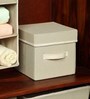 Beige Linen & Mdf Wardrobe Box (L: 8, W: 8, H: 8 Inches)