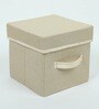 Beige Linen & Mdf Wardrobe Box (L: 8, W: 8, H: 8 Inches)