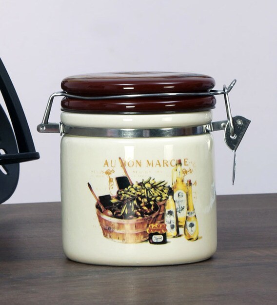 Buy 800 Ml Ceramic Canister Jar In Brown By Home Online Canisters Kitchen Containers Discontinued Pepperfry Product