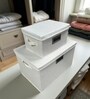 81 L Foldable Storage Box with Lid, Cotton Hemp Fabric Collapsible Organiser