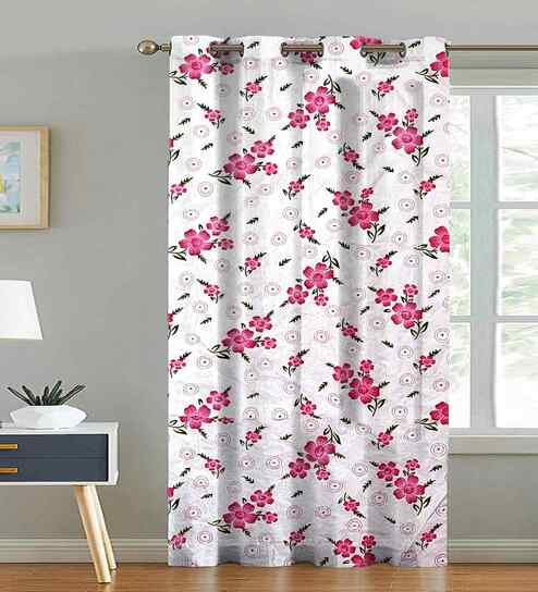 Multicolor Cotton Floral 9ft Long Door Curtain (1 Pc)