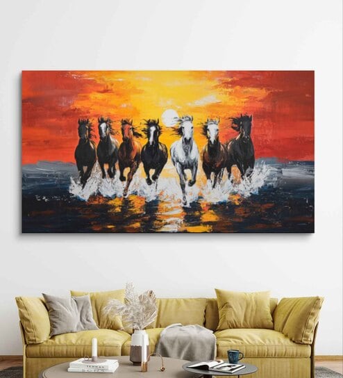 9 Running Horses Canvas Painting