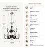 9-Light 2-Tier Pendant Chandelier   Polished Chrome, Black Faux Leather & Crystal