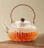 900 ml Borosilicate Glass Tea Pot with Glass Lid and Wooden Handle