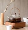 900 ml Borosilicate Glass Tea Pot with Glass Lid and Wooden Handle