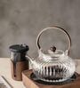 900 ml Borosilicate Glass Tea Pot with Glass Lid and Wooden Handle