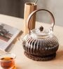900 ml Borosilicate Glass Tea Pot with Glass Lid and Wooden Handle
