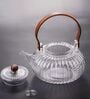 900 ml Borosilicate Glass Tea Pot with Glass Lid and Wooden Handle