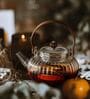 900 ml Borosilicate Glass Tea Pot with Glass Lid and Wooden Handle