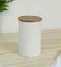 900 ml Tin Kitchen Storage Jar with Wooden Airtight Lid (White)