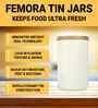 900 ml Tin Kitchen Storage Jar with Wooden Airtight Lid (White)