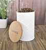 900 ml Tin Kitchen Storage Jar with Wooden Airtight Lid (White)