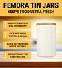 900 ml Tin Kitchen Storage Jar with Wooden Airtight Lid (White)