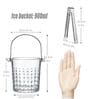 900ml Brick Tear Drops Pattern Glass Ice Bucket with Steel Handles   Wine/Beer Cooler (Transparent)