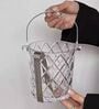 900ml Brick Tear Drops Pattern Glass Ice Bucket with Steel Handles   Wine/Beer Cooler (Transparent)