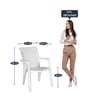 Hugo-Rover Coffee Table Set (4 Chairs + 1 Table) in White Colour