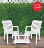 Hugo-Rover Coffee Table Set (4 Chairs + 1 Table) in White Colour