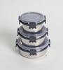 Clear Lock Series Regular Stainless Steel (Set of 3 ) Airtight Container with Leak Proof lid