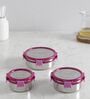 Nutri Lock Regular Stainless Steel (Set of 3 ) Airtight Container with Leak Proof lid