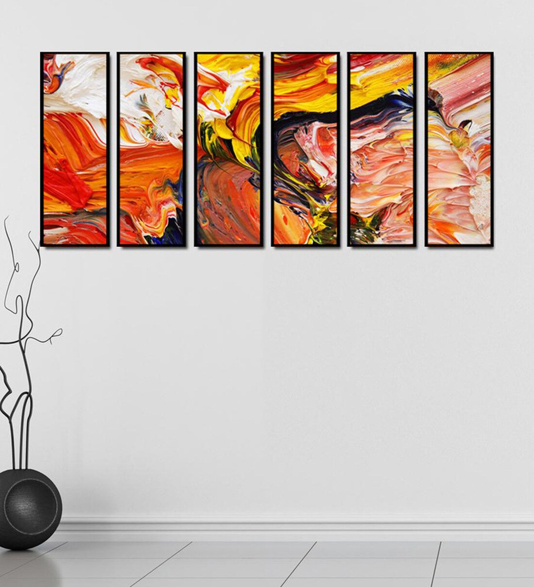 Buy Fibre 70 x 0.8 x 30 Inch Abstract Framed Art Panels Set of 6 by