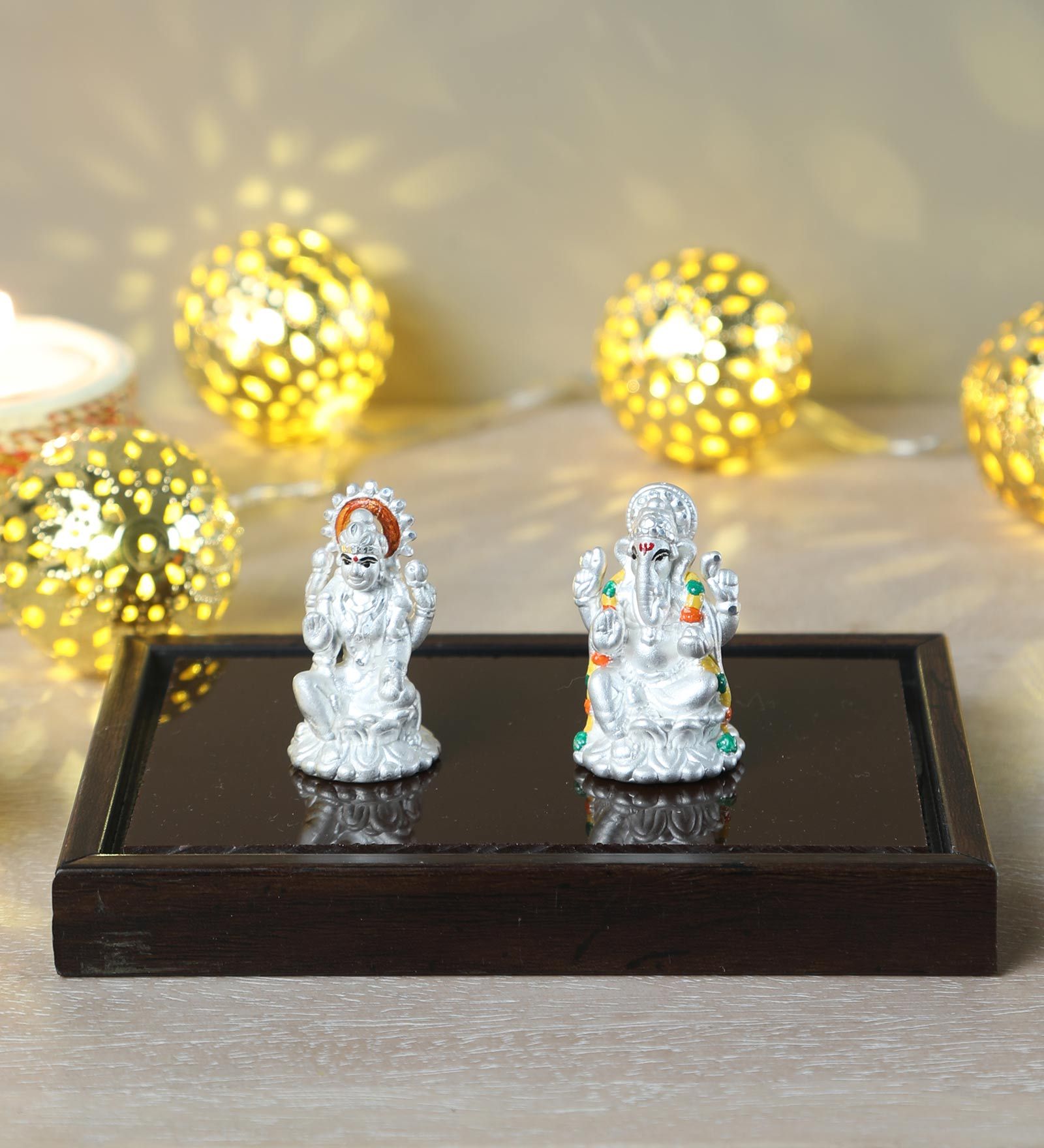 999 Pure Silver Ganesh Laxmi Idols