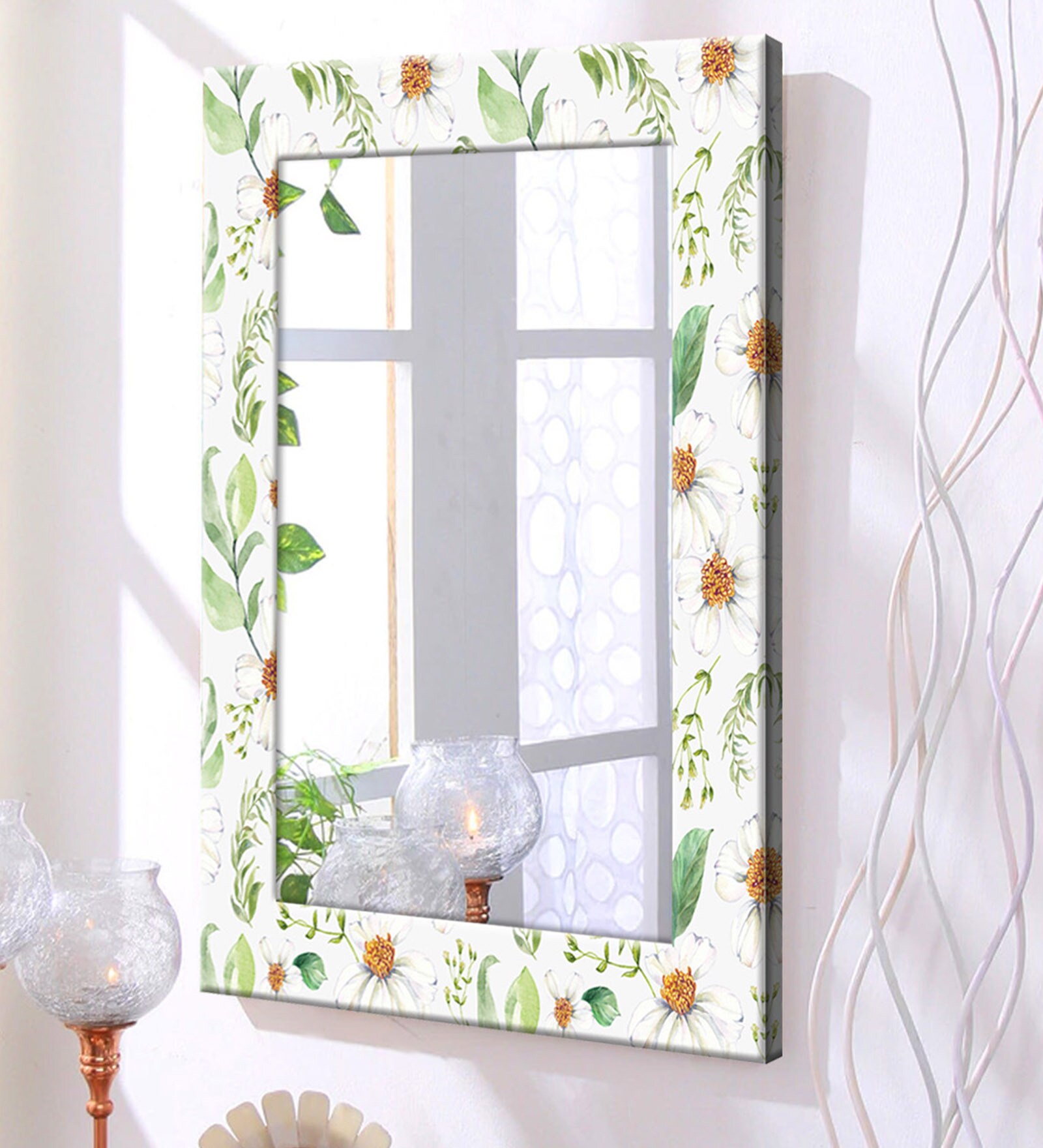 White MDF Contemporary Wall Mirror