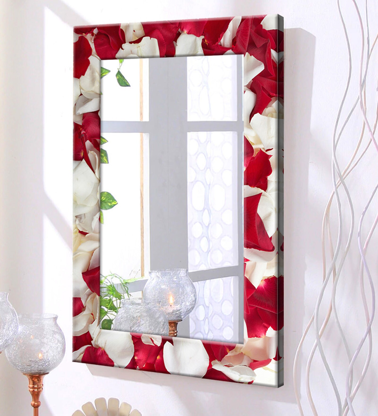 Buy MDF Bathroom Mirror In Red (L: 20, W: 1, H: 30 Inches) By 999Store ...