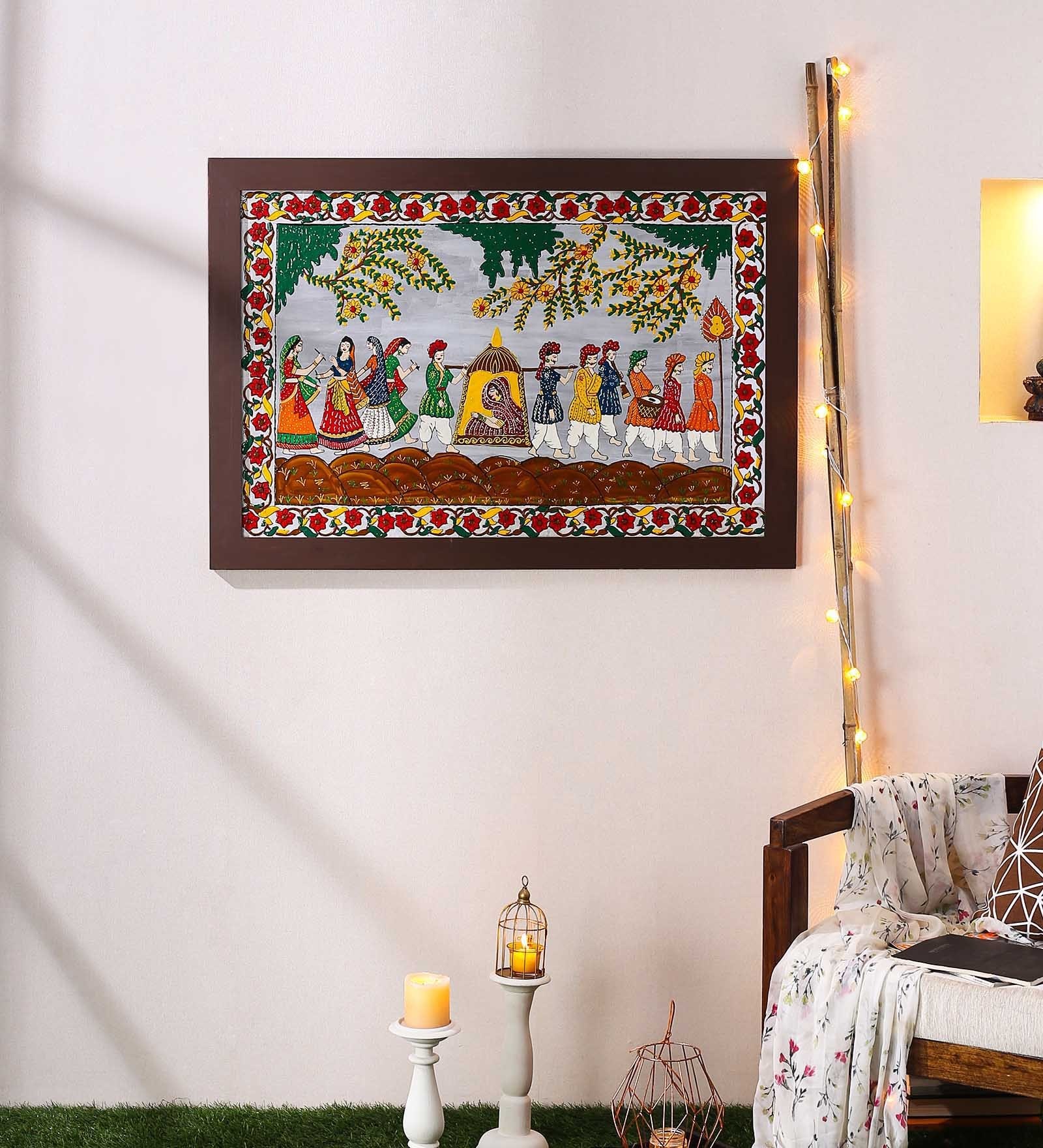Wood 40 X 1 X 28 Inch Handmade Kalamkari Painting Of Doli Of Indian Girl Wedding By 999store Buy Online In India At Desertcart In Productid 144770950