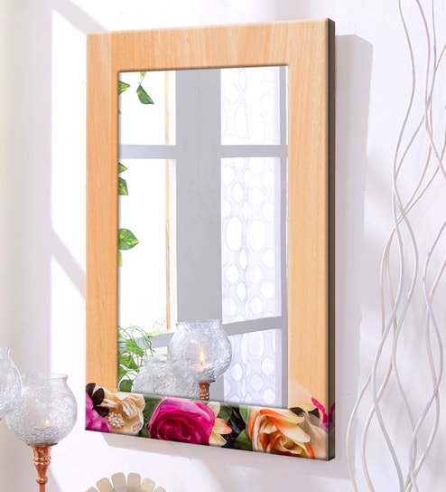 Buy Mdf Framed Floral Pattern Bathroom Mirror L 20 W 1 H 30