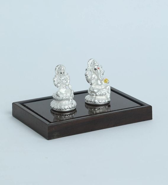 Buy 999 Pure Silver Ganesh Laxmi Idols by Krysaliis Solid Silver Online