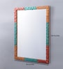 Engineered Wood Rectangle Wall Mirror in Pink colour