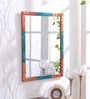 Engineered Wood Rectangle Wall Mirror in Pink colour