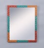 Engineered Wood Rectangle Wall Mirror in Pink colour