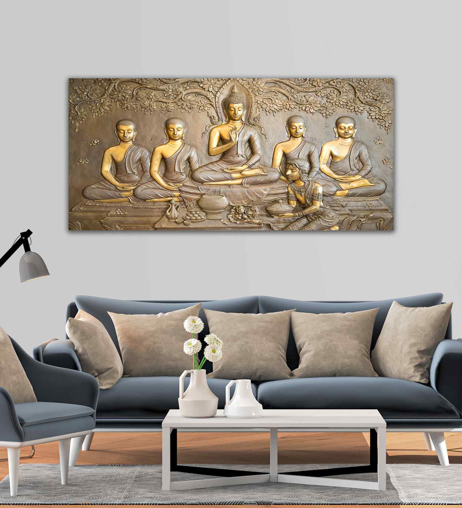 A Premium Golden Buddha Spiritual Canvas Wall Painting