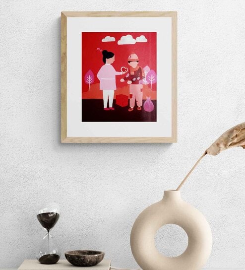 A Woman Loves And Helps Poor People Handmade Acrylic Paint On Canvas Unframed