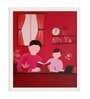 A Father Teaching A Child Handmade Acrylic Paint On Canvas Unframed