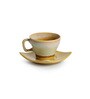 A Universe Chai 140ml Yellow & Cream Ceramic (Set of 12) Tea Cup & Saucer Set