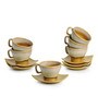 A Universe Chai 140ml Yellow & Cream Ceramic (Set of 12) Tea Cup & Saucer Set