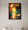 A Walk In The Rain Multicolour Synthetic Wood Framed Canvas Wall Painting