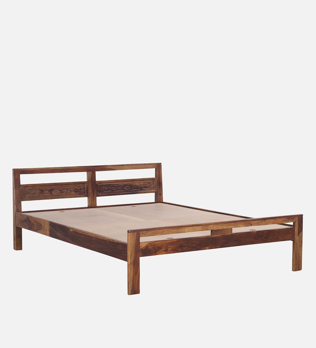 Buy Aadvik Sheesham Wood Queen Size Bed In Provincial Teak Finish
