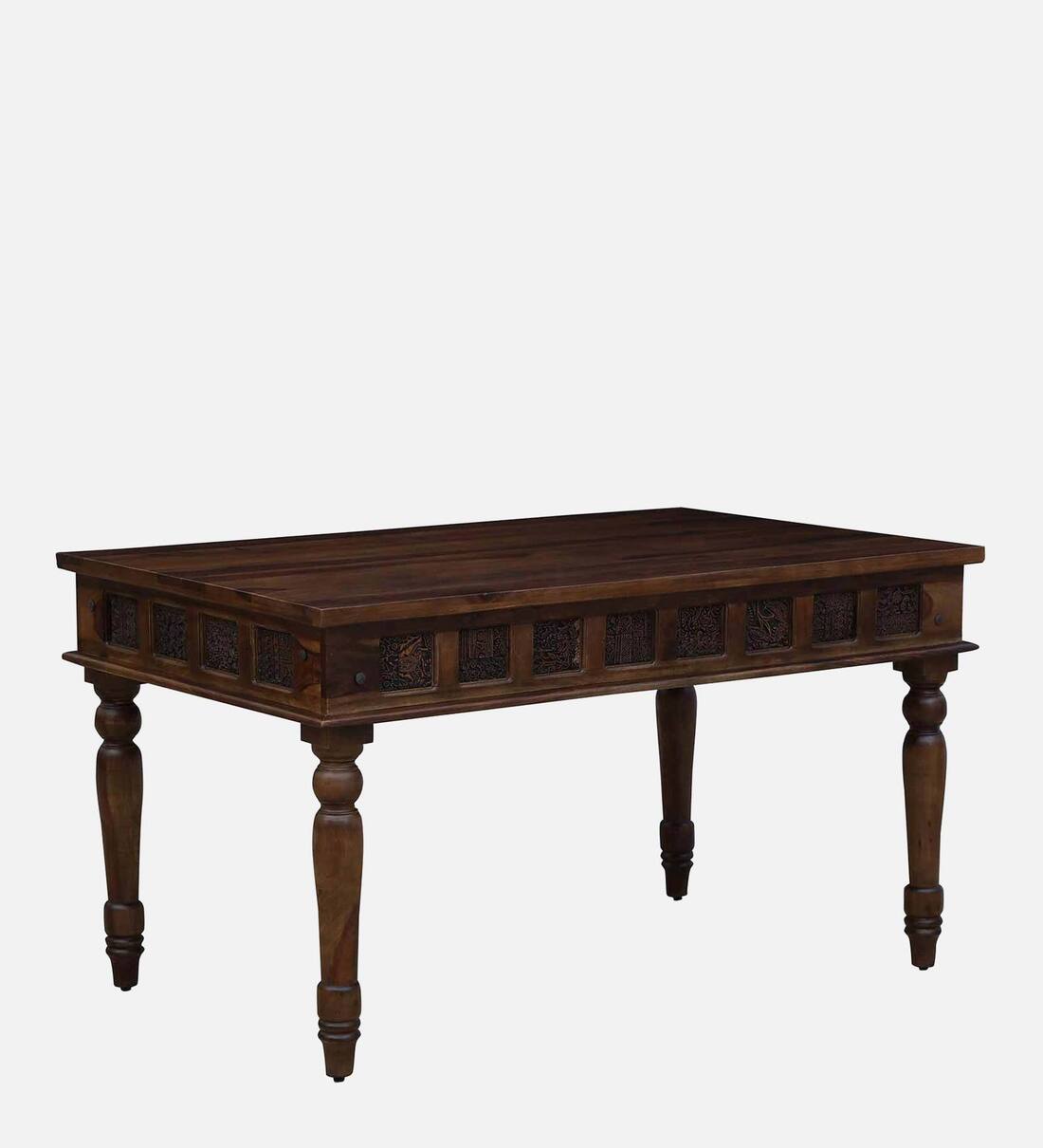 Buy Aakrit Sheesham Wood 6 Seater Dining Table In Provincial Teak