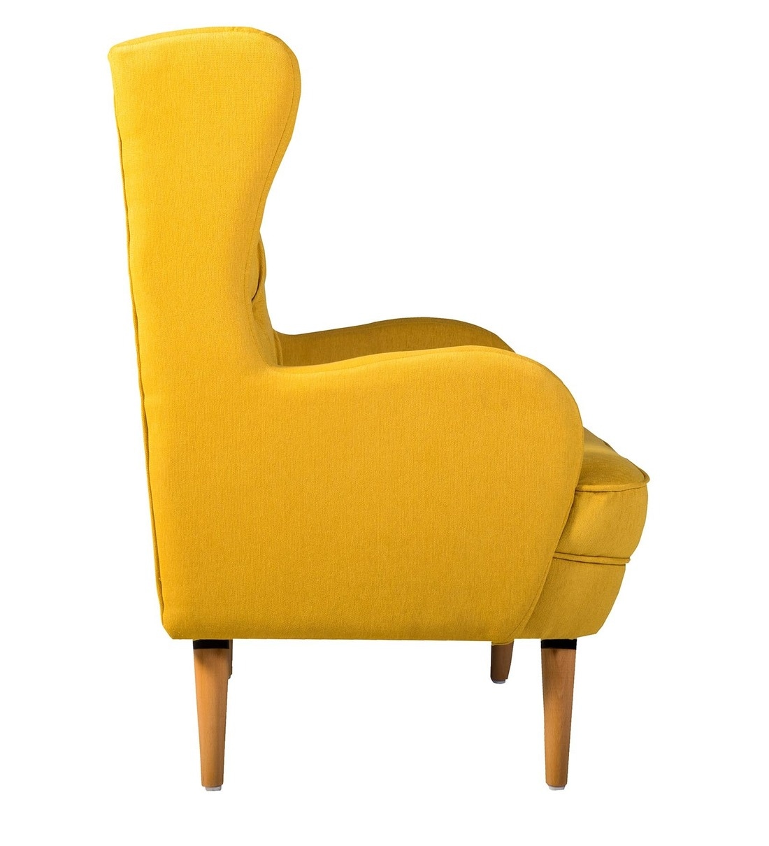Aarmo Fabric Wing Chair in Yellow Colour