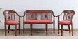 Aakruti Scratch Resistant Teak Wood Sofa Set (2+1+1) In Red Colour