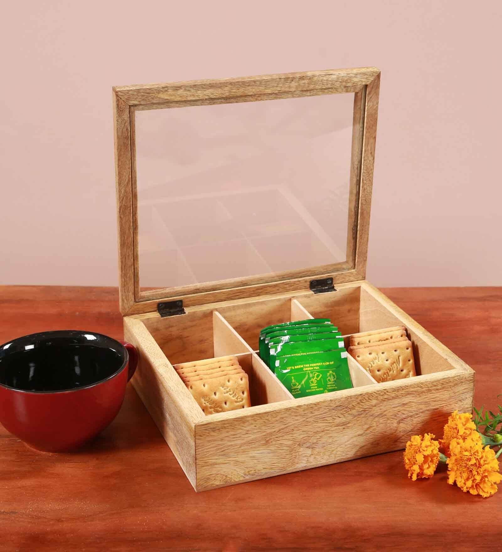 Aachman Brown Wood & Glass Tea Box Aachman Brown Wood & Glass Tea Box