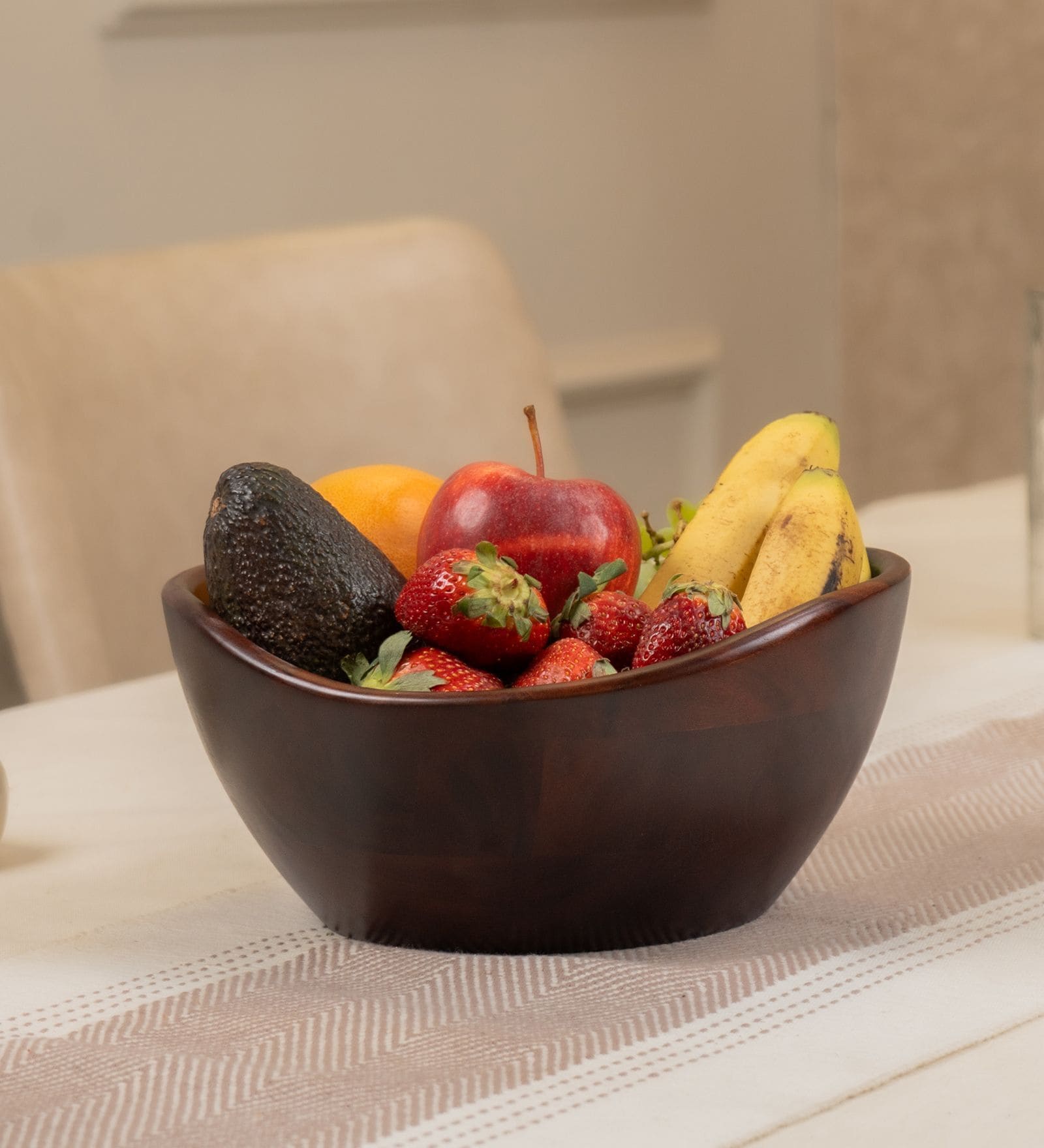 Aakar Brown Acacia Wood Handcrafted Serving Bowl