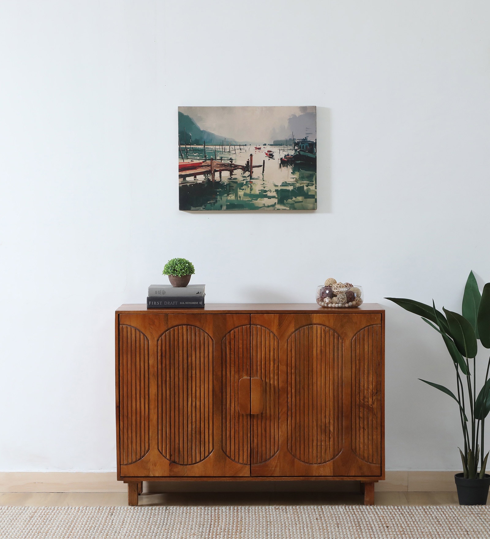 Aamna Solid Wood Sideboard in Walnut Finish