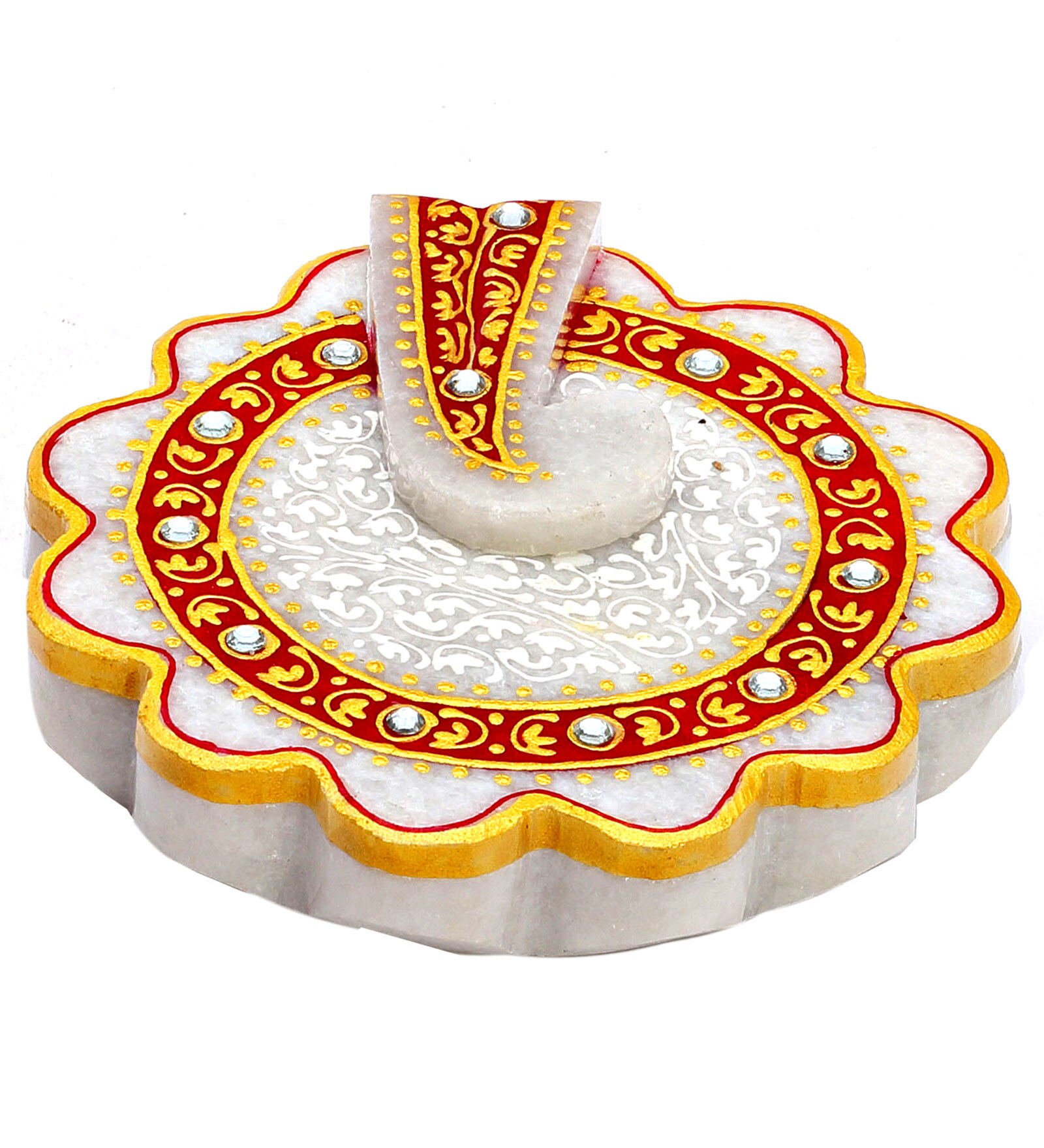 Buy Aapno Rajasthan White, Red & Golden Marble Ganesha Design Kumkum